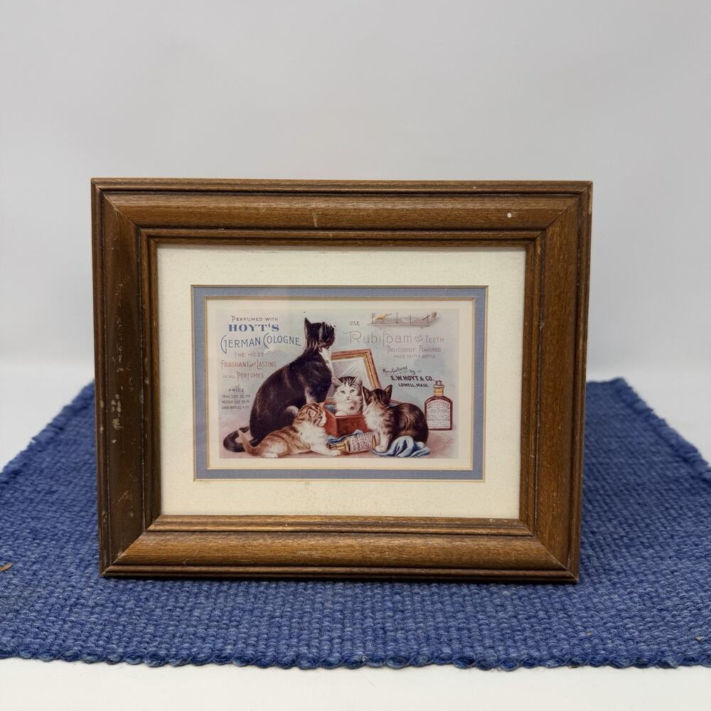 Hoyts German Cologne Cat Kittens Tabby Rubifoam William Tack Hilton Framed